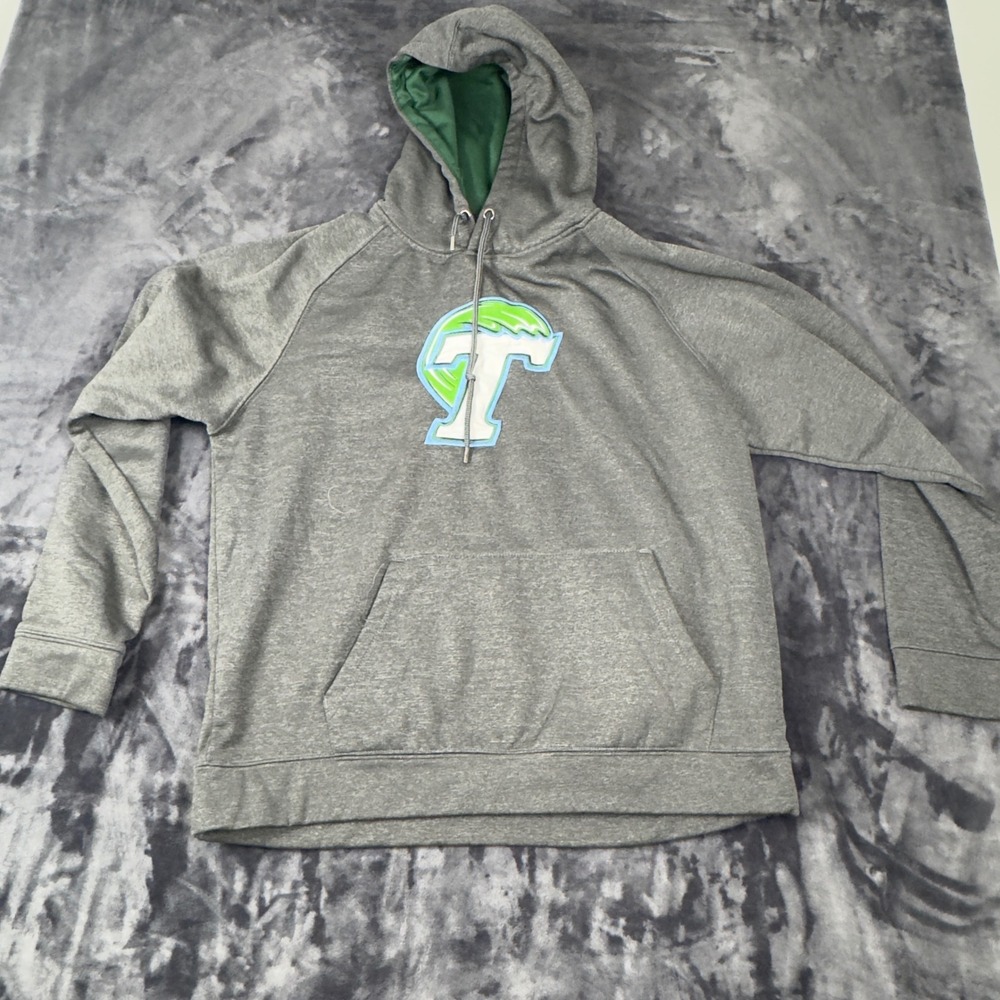Colosseum Tulane Green Wave Hoodie Mens XL Gray NCAA Pullover Sweatshirt 2808